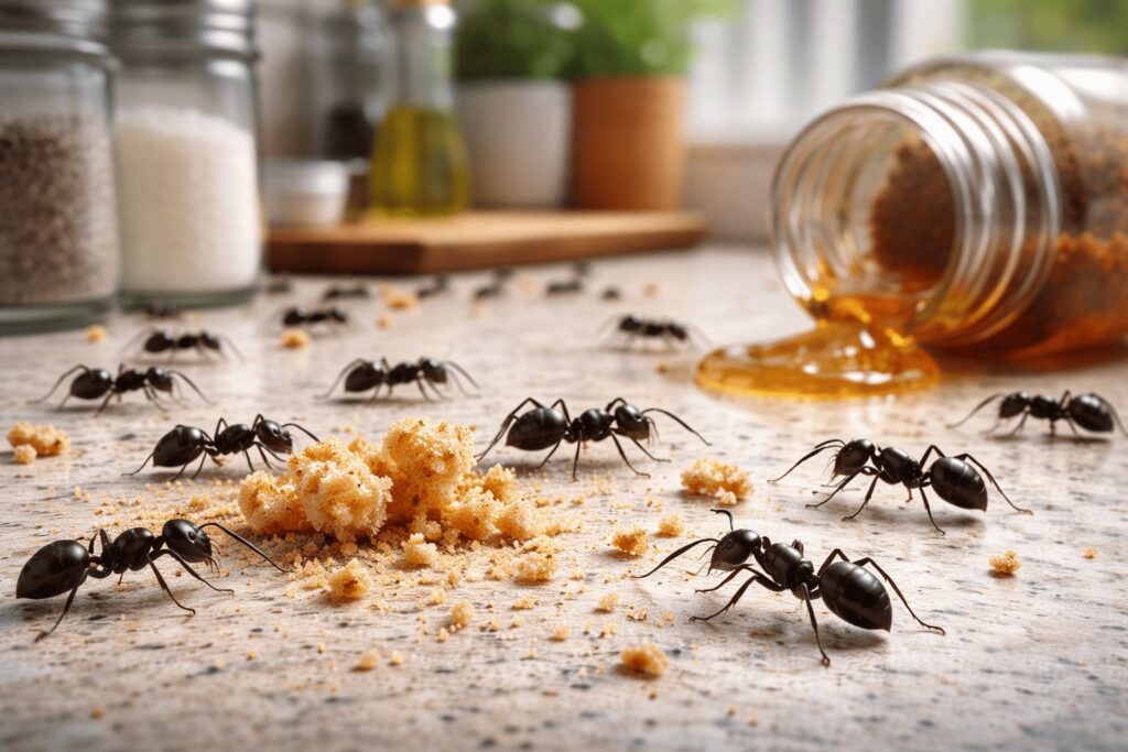 ants on kitchen platform