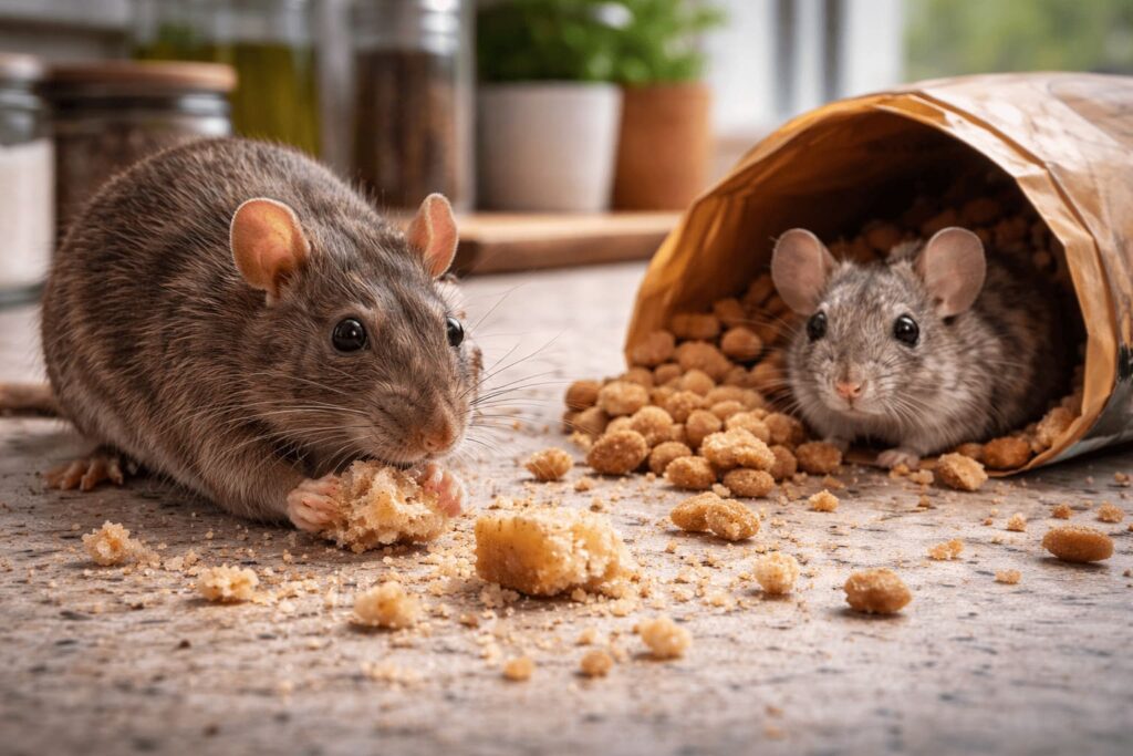 rodents on kitchen platform